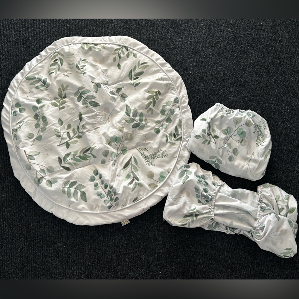 Sweet JoJo Designs Botanical Floral Leaf playmat & fitted crib sheets
